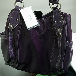 Ladies Plum Purse Handbag Shoulder Bag